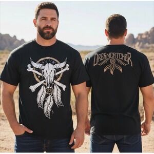 PRO TAG 90's Men's 2XL Dreamcatcher Skull Bone Feather Graphic T Shirt Made USA
